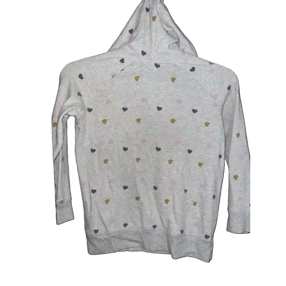 Girls Old Navy Grey Heart Hooded Sweatshirt Hoodie Sz L 10/12